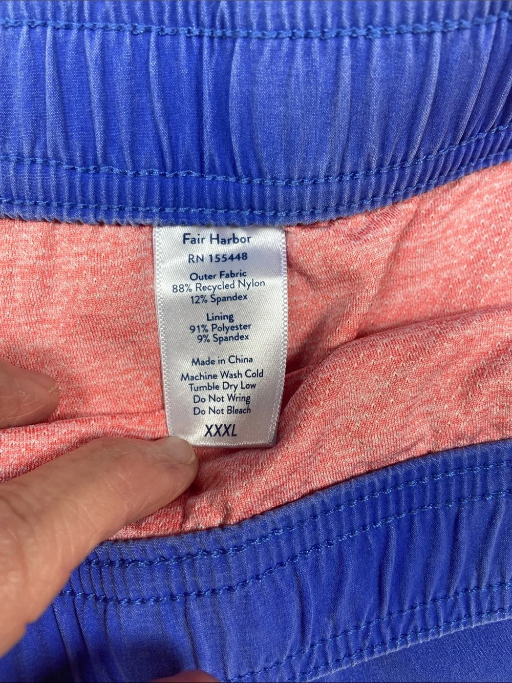 Fair Harbor Men's Blue & Red Swim‎ Trunks with Drawstring Beach Coastal Pool